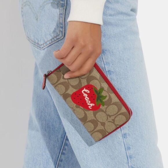 Coach Strawberry Zip Around Wallet - Picture 4 of 12